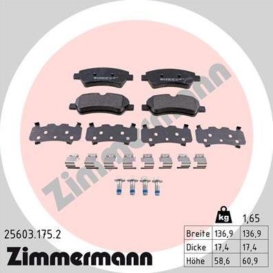 Zimmermann 25603.175.2 - Bremžu uzliku kompl., Disku bremzes autodraugiem.lv