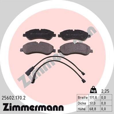 Zimmermann 25602.170.2 - Bremžu uzliku kompl., Disku bremzes autodraugiem.lv