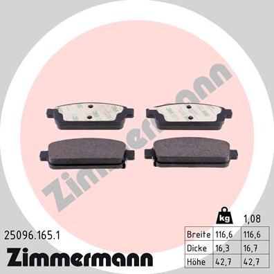Zimmermann 25096.165.1 - Bremžu uzliku kompl., Disku bremzes autodraugiem.lv