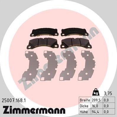 Zimmermann 25007.168.1 - Bremžu uzliku kompl., Disku bremzes autodraugiem.lv