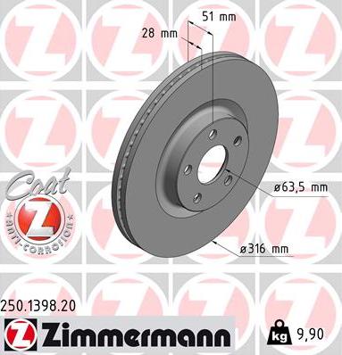 Zimmermann 250.1398.20 - Bremžu diski autodraugiem.lv