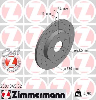 Zimmermann 250.1345.52 - Bremžu diski autodraugiem.lv