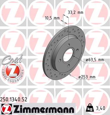 Zimmermann 250.1340.52 - Bremžu diski autodraugiem.lv