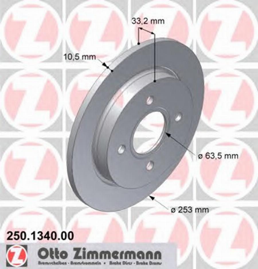 Zimmermann 250.1340.00 - Bremžu diski autodraugiem.lv