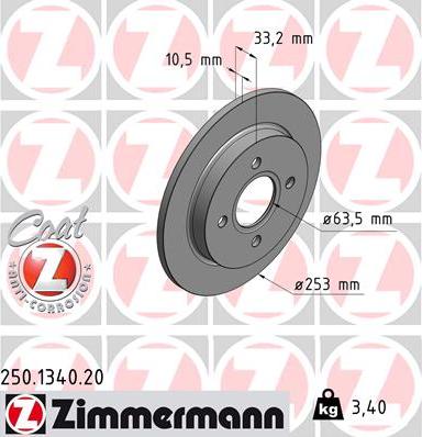 Zimmermann 250.1340.20 - Bremžu diski autodraugiem.lv