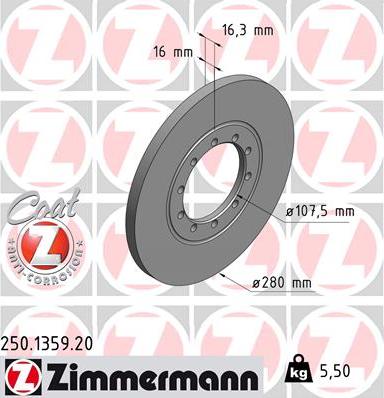 Zimmermann 250.1359.20 - Bremžu diski autodraugiem.lv