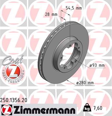 Zimmermann 250.1356.20 - Bremžu diski autodraugiem.lv