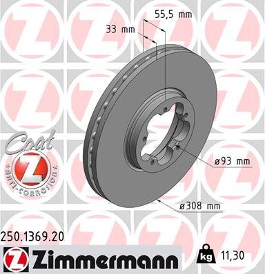 Zimmermann 250.1369.20 - Bremžu diski autodraugiem.lv