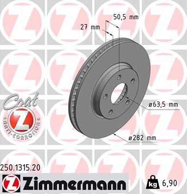 Zimmermann 250.1315.20 - Bremžu diski autodraugiem.lv