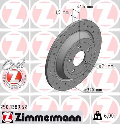 Zimmermann 250.1389.52 - Bremžu diski autodraugiem.lv