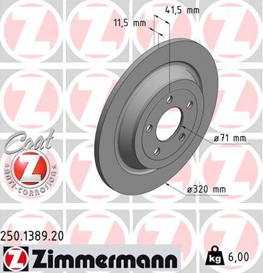 Zimmermann 250.1389.20 - Bremžu diski autodraugiem.lv