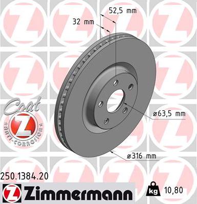 Zimmermann 250.1384.20 - Bremžu diski autodraugiem.lv