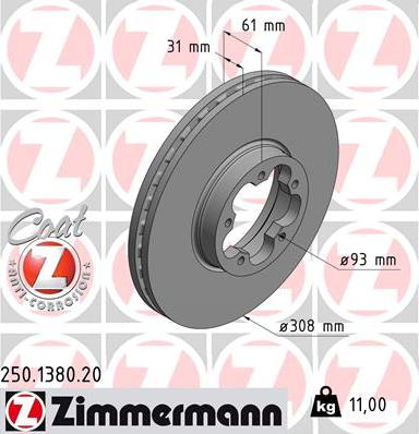 Zimmermann 250.1380.20 - Bremžu diski autodraugiem.lv