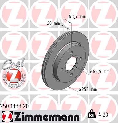 Zimmermann 250.1333.20 - Bremžu diski autodraugiem.lv