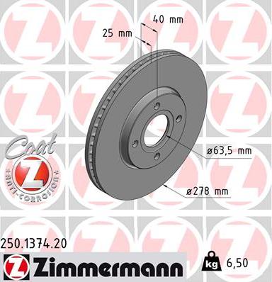 Zimmermann 250.1374.20 - Bremžu diski autodraugiem.lv