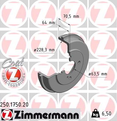 Zimmermann 250.1750.20 - Bremžu trumulis autodraugiem.lv