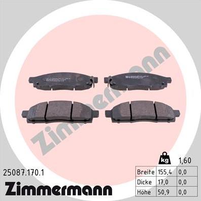 Zimmermann 25087.170.1 - Bremžu uzliku kompl., Disku bremzes autodraugiem.lv