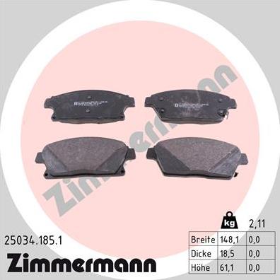 Zimmermann 25034.185.1 - Bremžu uzliku kompl., Disku bremzes autodraugiem.lv