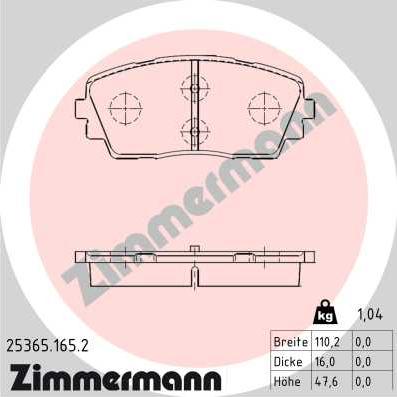 Zimmermann 25365.165.2 - Bremžu uzliku kompl., Disku bremzes autodraugiem.lv