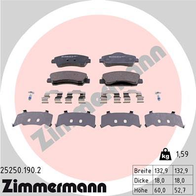 Zimmermann 25250.190.2 - Bremžu uzliku kompl., Disku bremzes autodraugiem.lv