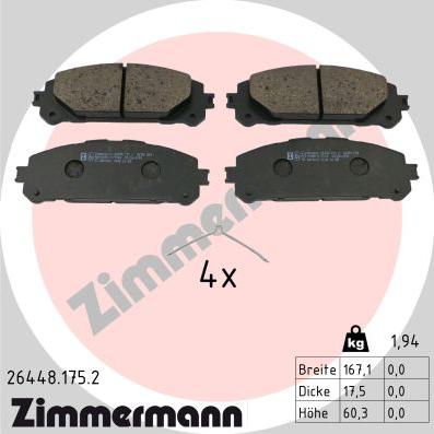 Zimmermann 26448.175.2 - Bremžu uzliku kompl., Disku bremzes autodraugiem.lv
