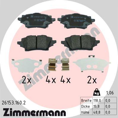 Zimmermann 26153.160.2 - Bremžu uzliku kompl., Disku bremzes autodraugiem.lv