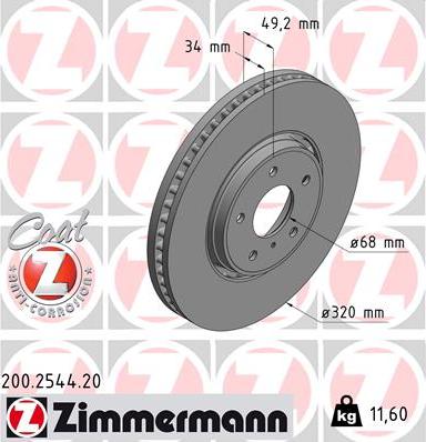 Zimmermann 200.2544.20 - Bremžu diski autodraugiem.lv