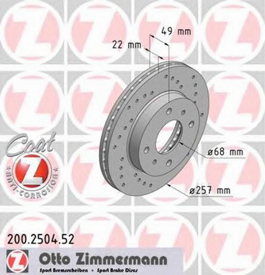 Zimmermann 200.2504.52 - Bremžu diski autodraugiem.lv