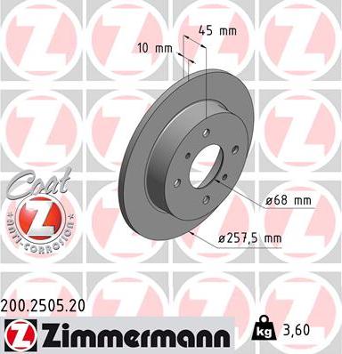 Zimmermann 200.2505.20 - Bremžu diski autodraugiem.lv