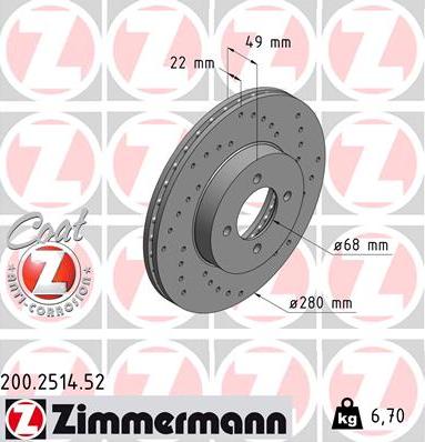 Zimmermann 200.2514.52 - Bremžu diski autodraugiem.lv