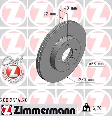 Zimmermann 200.2514.20 - Bremžu diski autodraugiem.lv