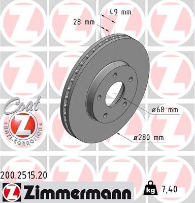 Zimmermann 200.2515.20 - Bremžu diski autodraugiem.lv