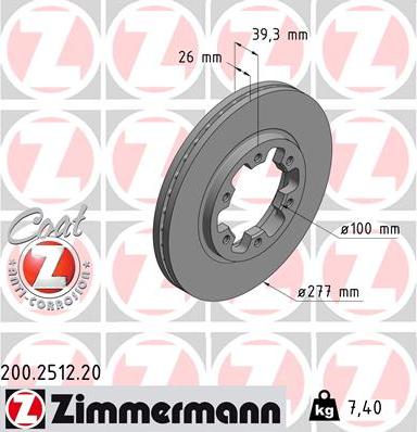 Zimmermann 200.2512.20 - Bremžu diski autodraugiem.lv