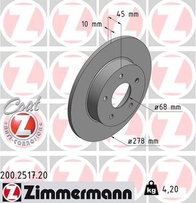 Zimmermann 200.2517.20 - Bremžu diski autodraugiem.lv