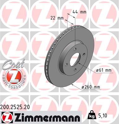 Zimmermann 200.2525.20 - Bremžu diski autodraugiem.lv