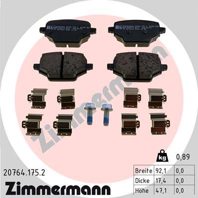 Zimmermann 20764.175.2 - Bremžu uzliku kompl., Disku bremzes autodraugiem.lv