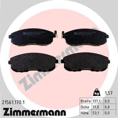Zimmermann 21561.170.1 - Bremžu uzliku kompl., Disku bremzes autodraugiem.lv