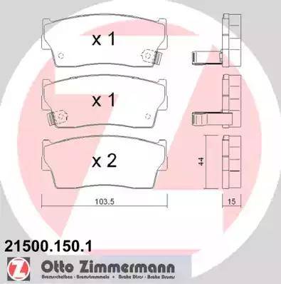 Zimmermann 21500.150.1 - Bremžu uzliku kompl., Disku bremzes autodraugiem.lv