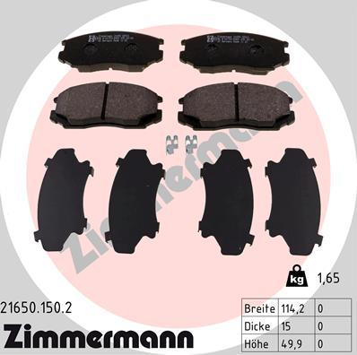 Zimmermann 21650.150.2 - Bremžu uzliku kompl., Disku bremzes autodraugiem.lv