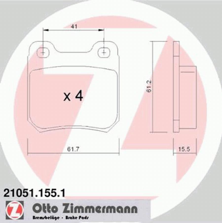 Zimmermann 21051.155.1 - Bremžu uzliku kompl., Disku bremzes autodraugiem.lv