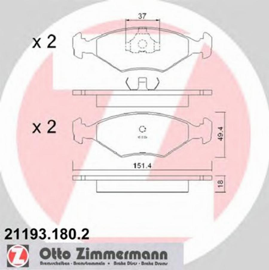 Zimmermann 21193.180.2 - Bremžu uzliku kompl., Disku bremzes autodraugiem.lv