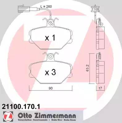 Zimmermann 21100.170.1 - Bremžu uzliku kompl., Disku bremzes autodraugiem.lv