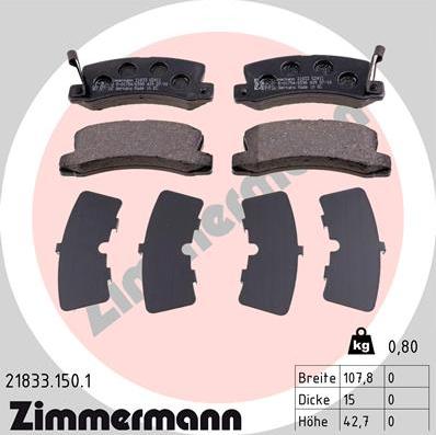 Zimmermann 21833.150.1 - Bremžu uzliku kompl., Disku bremzes autodraugiem.lv