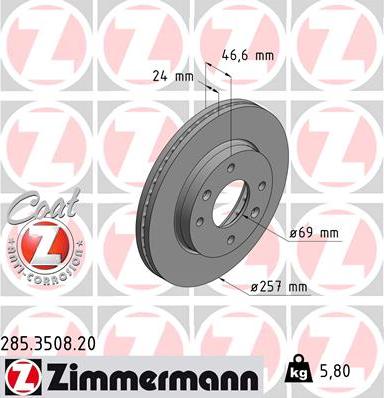 Zimmermann 285.3508.20 - Bremžu diski autodraugiem.lv