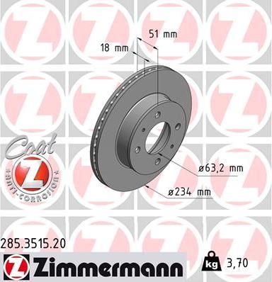 Zimmermann 285.3515.20 - Bremžu diski autodraugiem.lv
