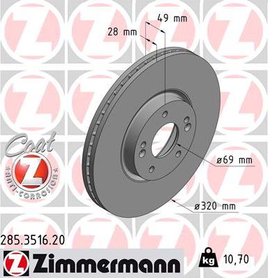 Zimmermann 285.3516.20 - Bremžu diski autodraugiem.lv