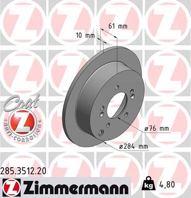 Zimmermann 285.3512.20 - Bremžu diski autodraugiem.lv