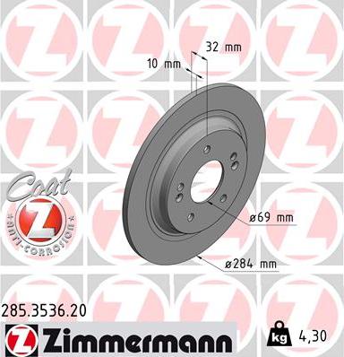 Zimmermann 285.3536.20 - Bremžu diski autodraugiem.lv