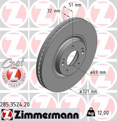 Zimmermann 285.3524.20 - Bremžu diski autodraugiem.lv