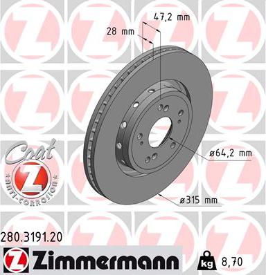 Zimmermann 280.3191.20 - Bremžu diski autodraugiem.lv